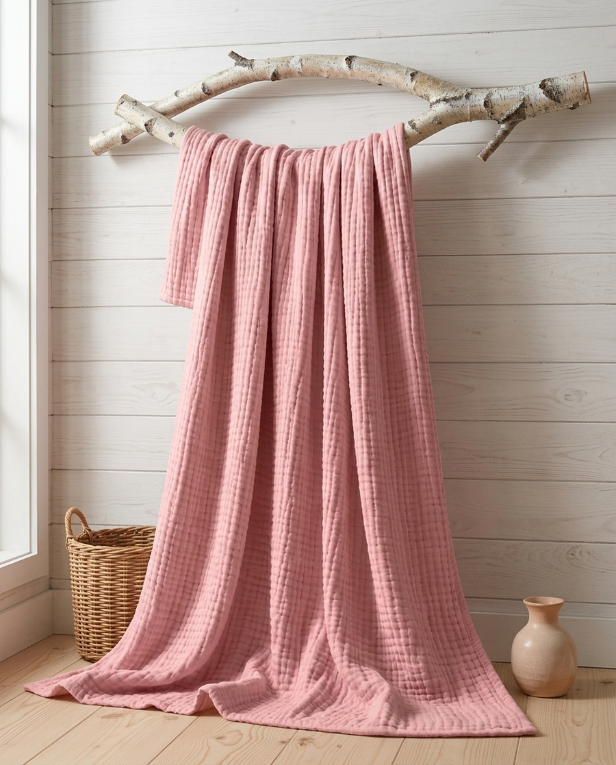 Stugans Muslinfilt i Rosa